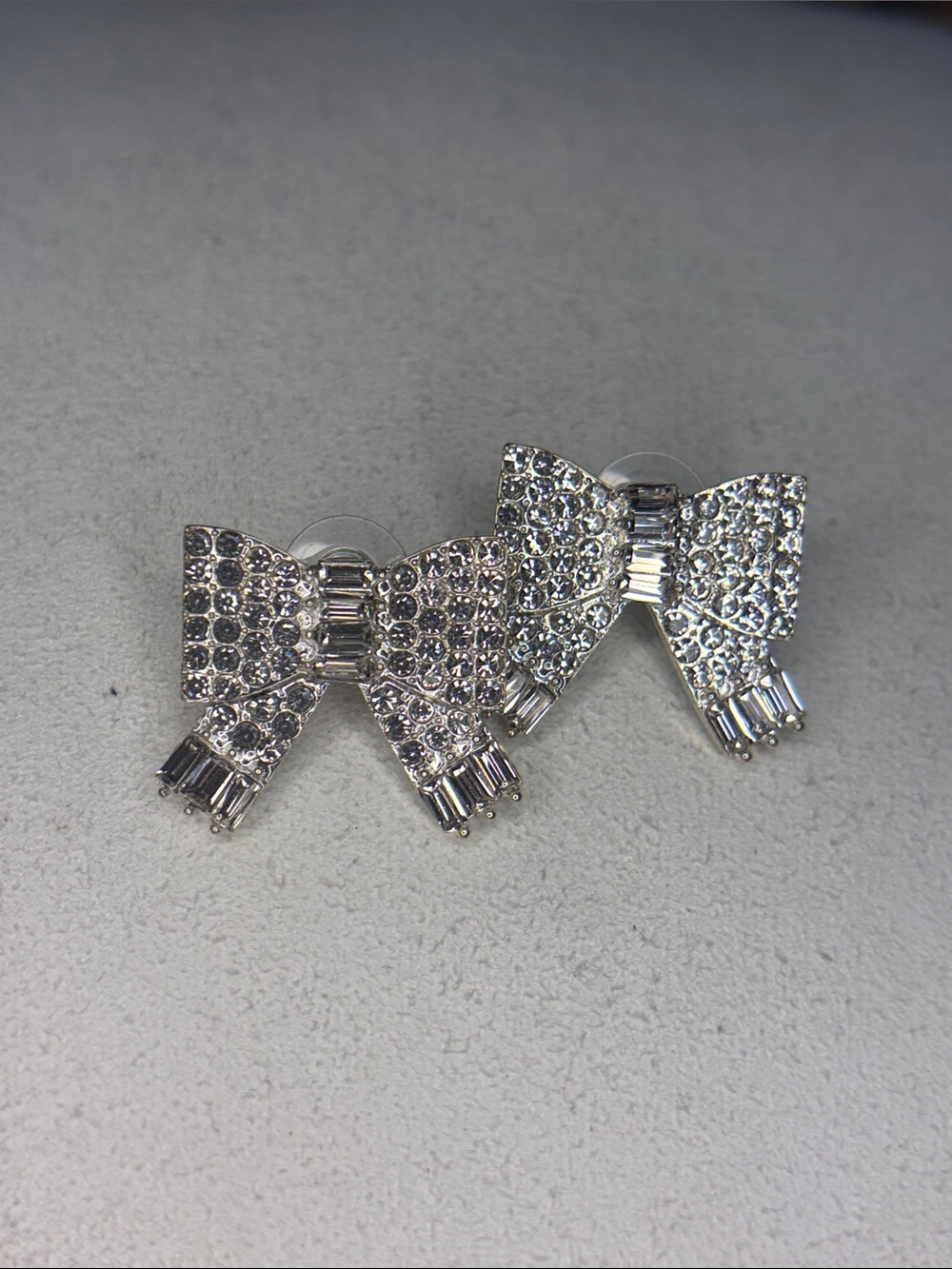 Crystal Bow Stud Earrings - Silver Sparkle